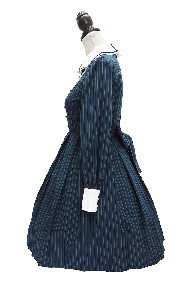レジメンタルストライプ　ワンピース　リボントップス Victorian maiden / レジメンタルストライプワンピース