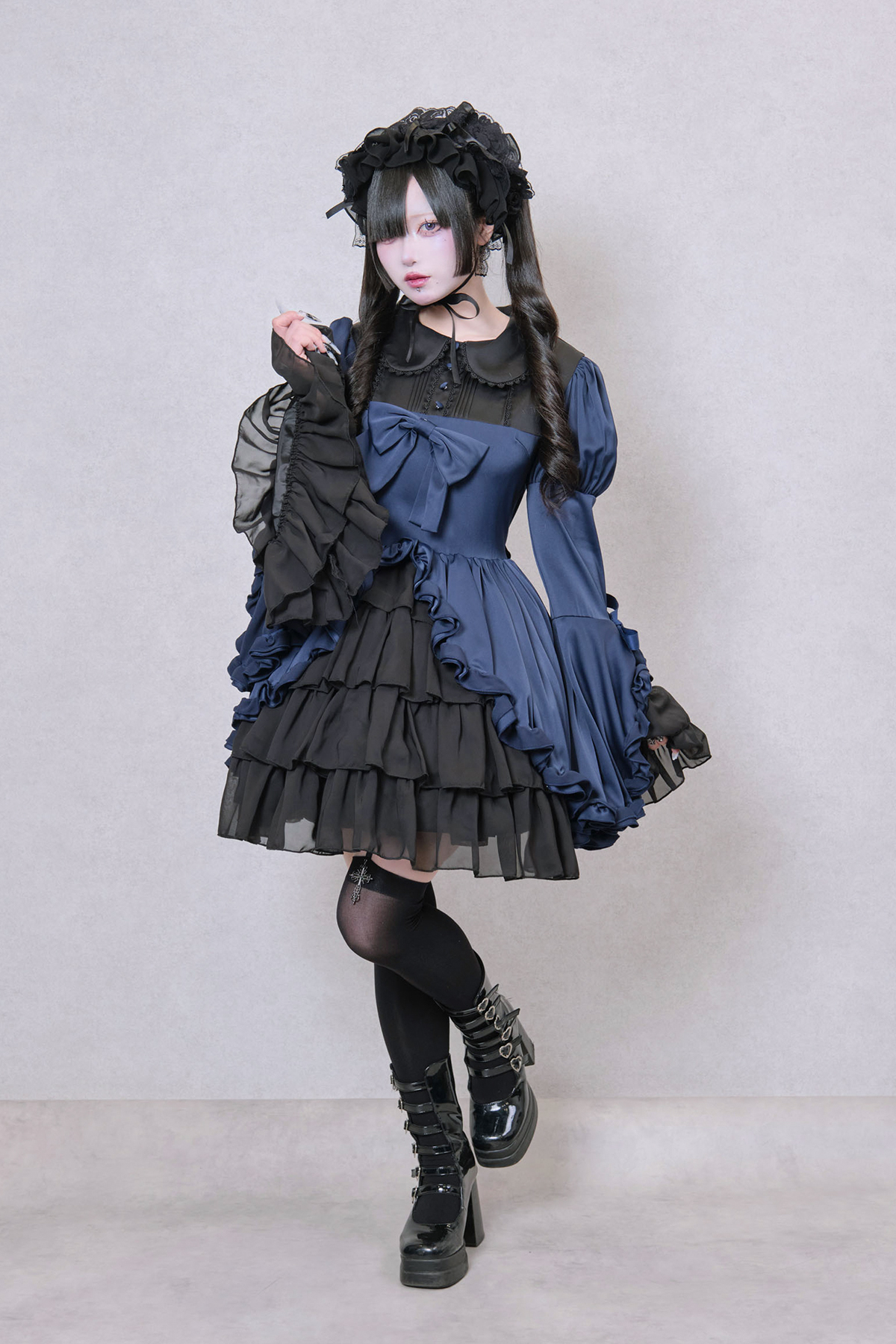 Frilly Ribbon Belle Dress ネイビー