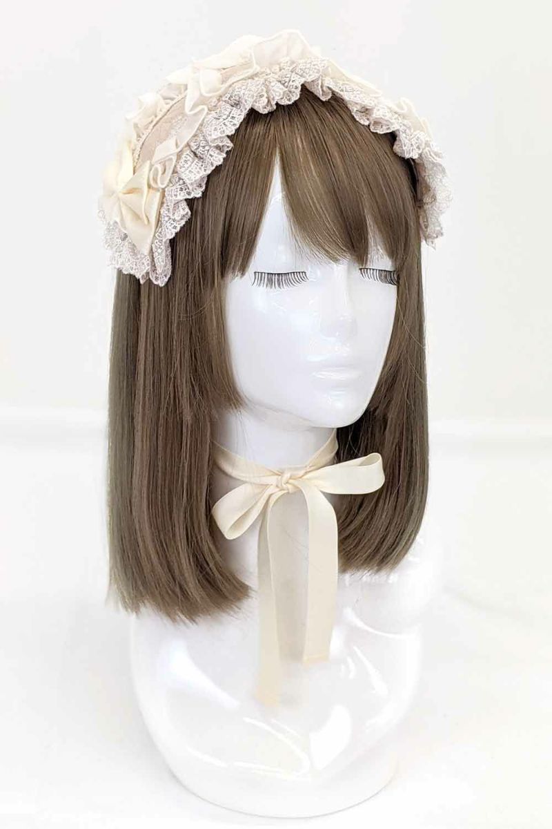 アイボリー レースフリルドレス ヘッドドレス付き 0f97b0decc2167aa738ca66bd818e8