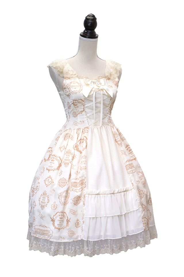 Vintage label stamp柄ジャンパースカート｜東京ロリィタ-TOKYO LOLITA