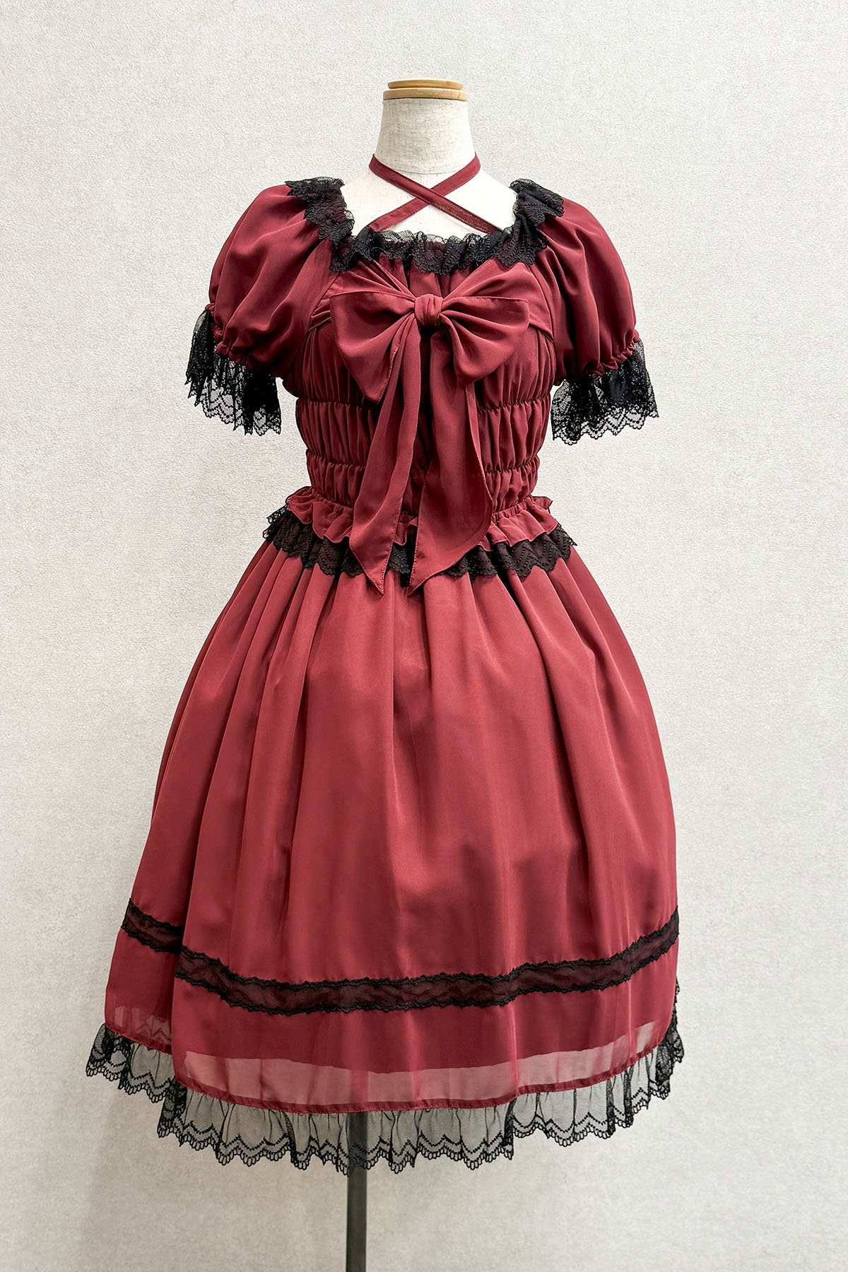 スリーピングシフォンワンピース　エンジ