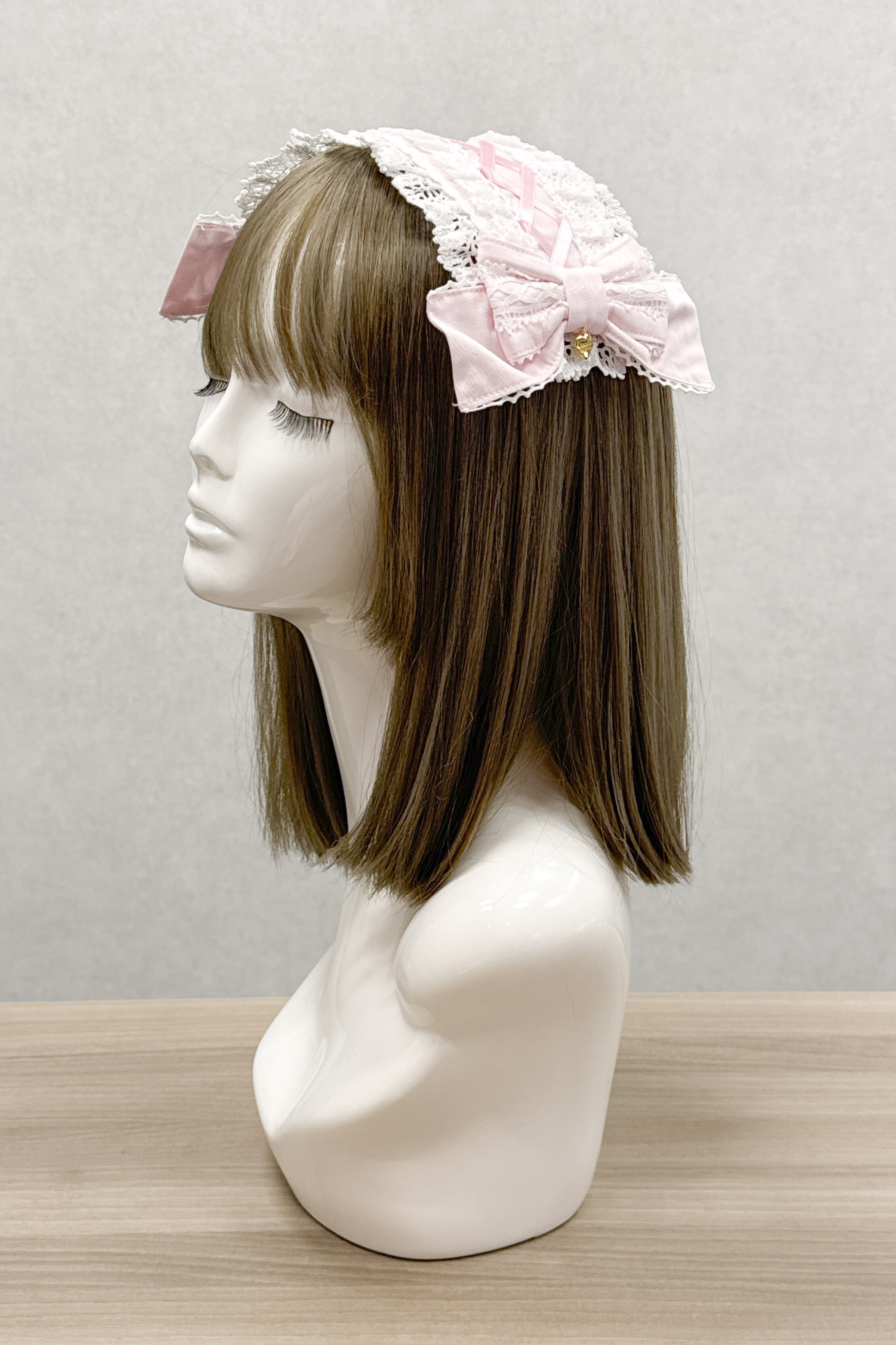 スピンドルリボンドールヘッドドレス(ピンク)