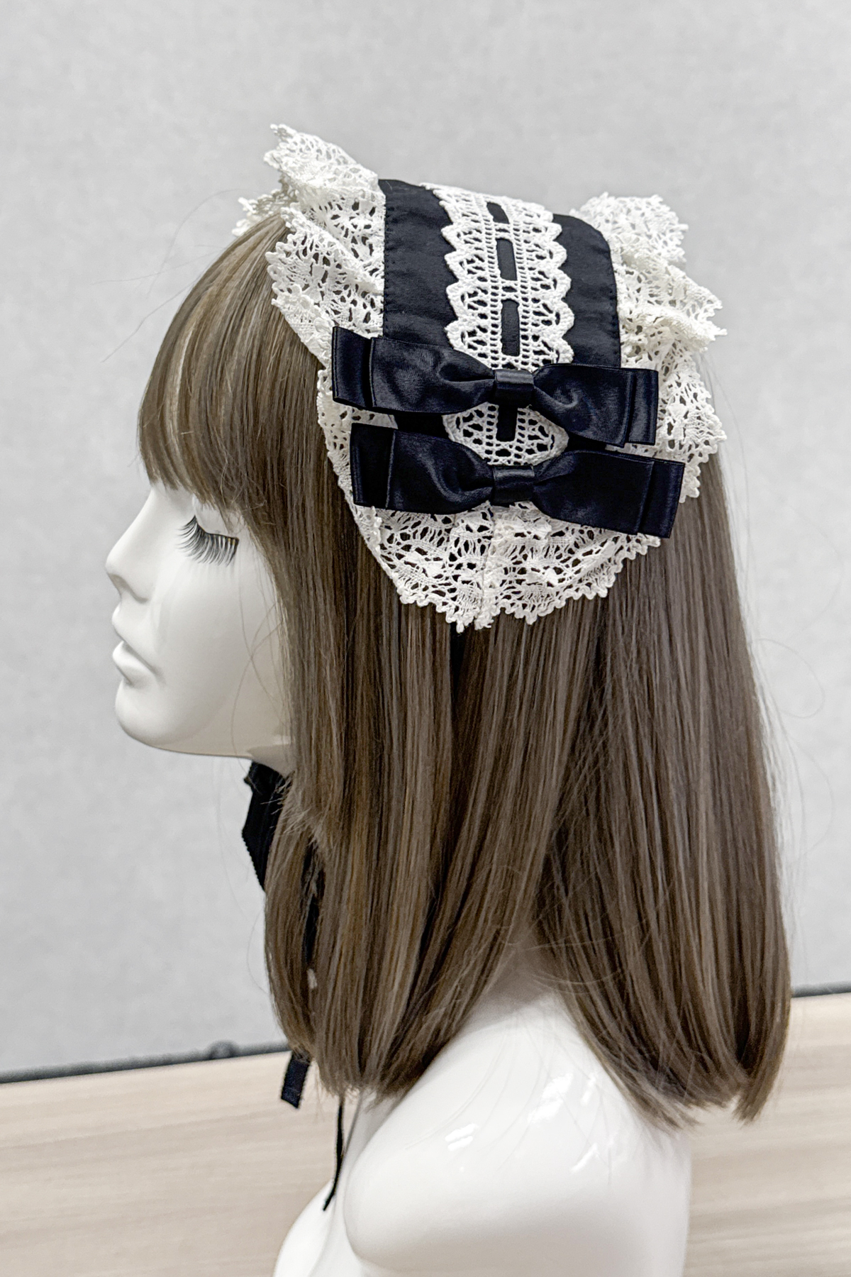はしごレースヘッドドレス 黒×白｜東京ロリィタ-TOKYO LOLITA