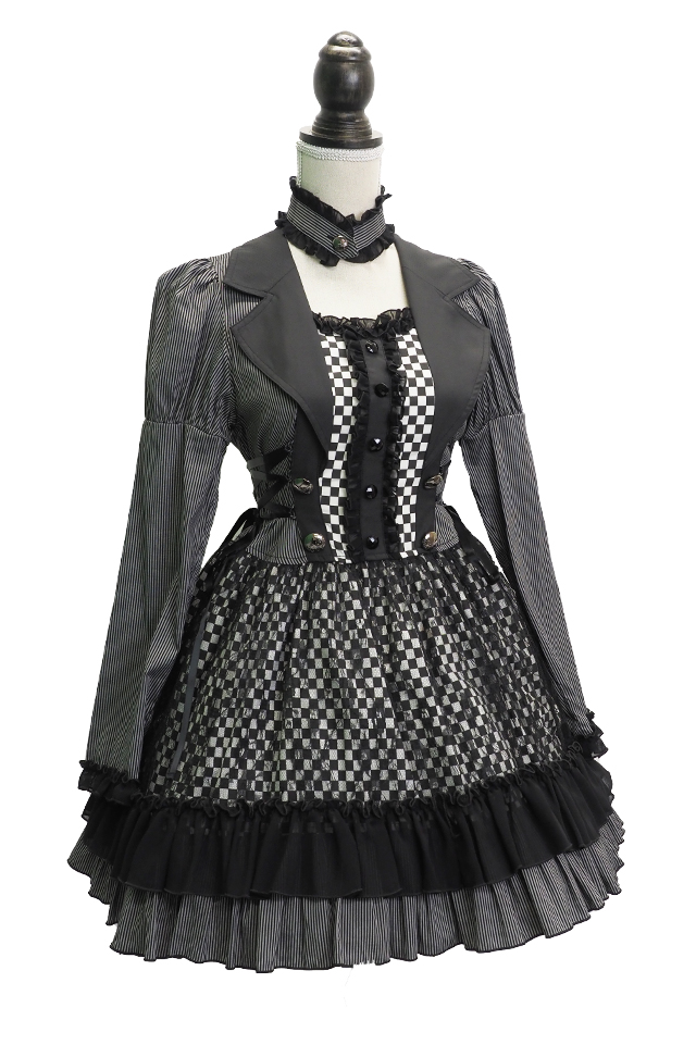 ALGONQUINS 重ね着風 市松 ゴシック ワンピース 重ね着風市松柄ゴシックワンピース｜東京ロリィタ-TOKYO LOLITA