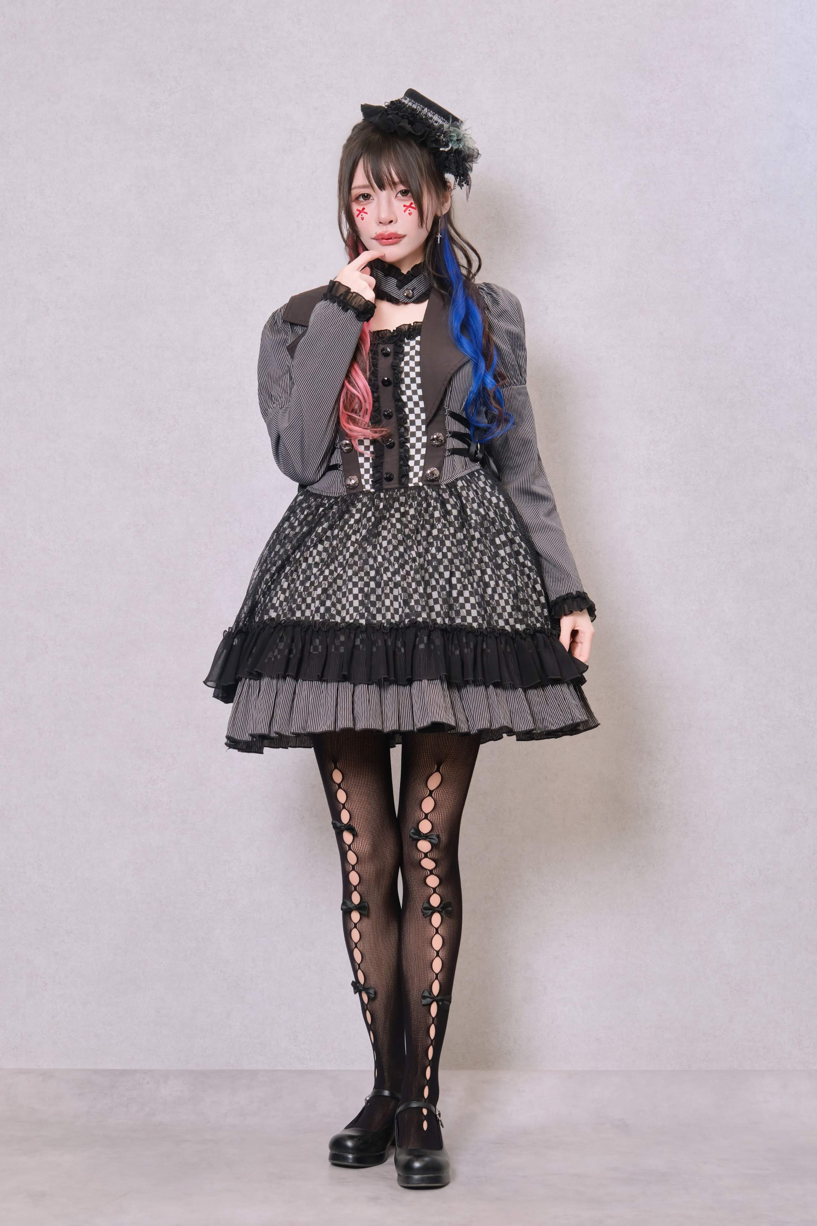 重ね着風市松柄ゴシックワンピース｜東京ロリィタ-TOKYO LOLITA