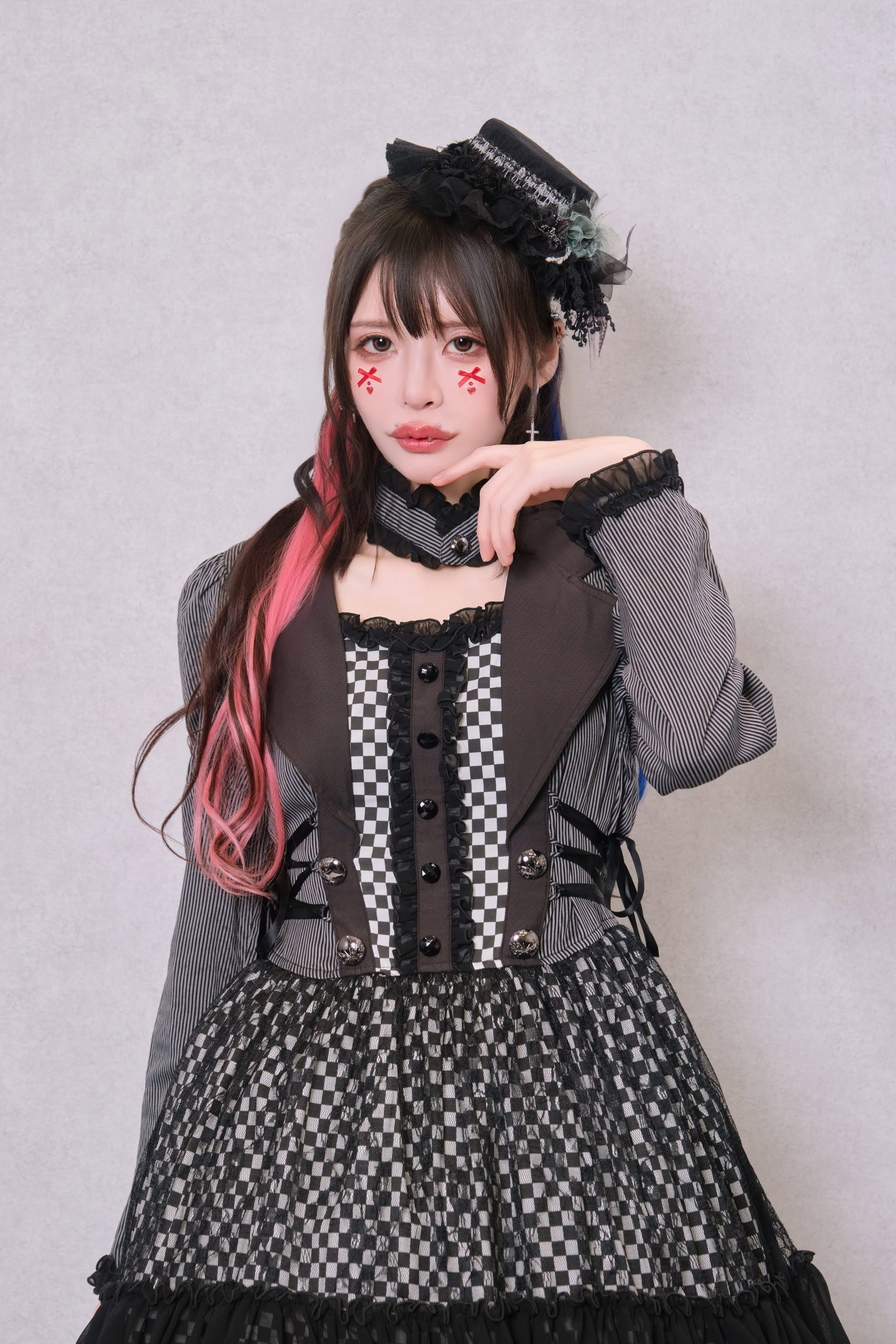 重ね着風市松柄ゴシックワンピース｜東京ロリィタ-TOKYO LOLITA