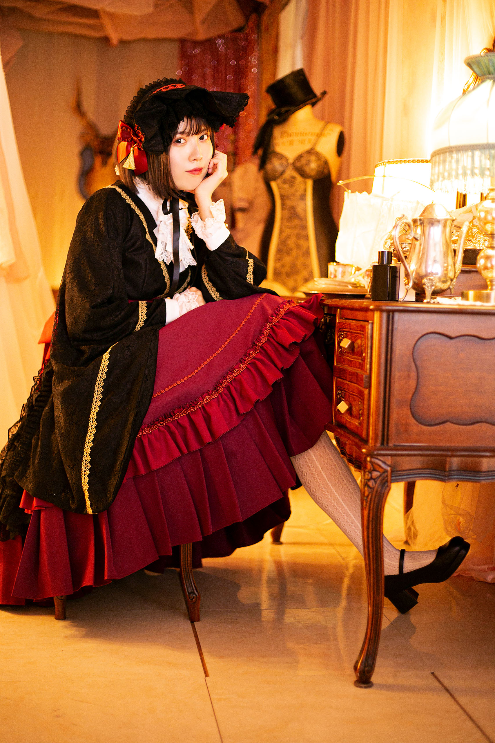 柘榴石のはなごろも振り袖ワンピースSet｜東京ロリィタ-TOKYO LOLITA