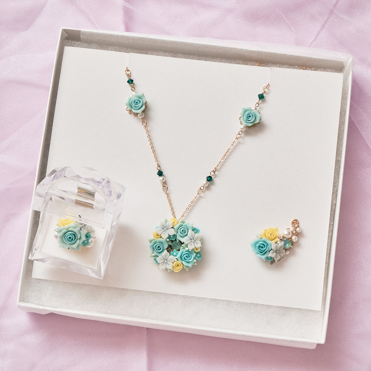 Amoureuse de toi】[東京ロリィタ限定]緑水色アクセサリー3点セット